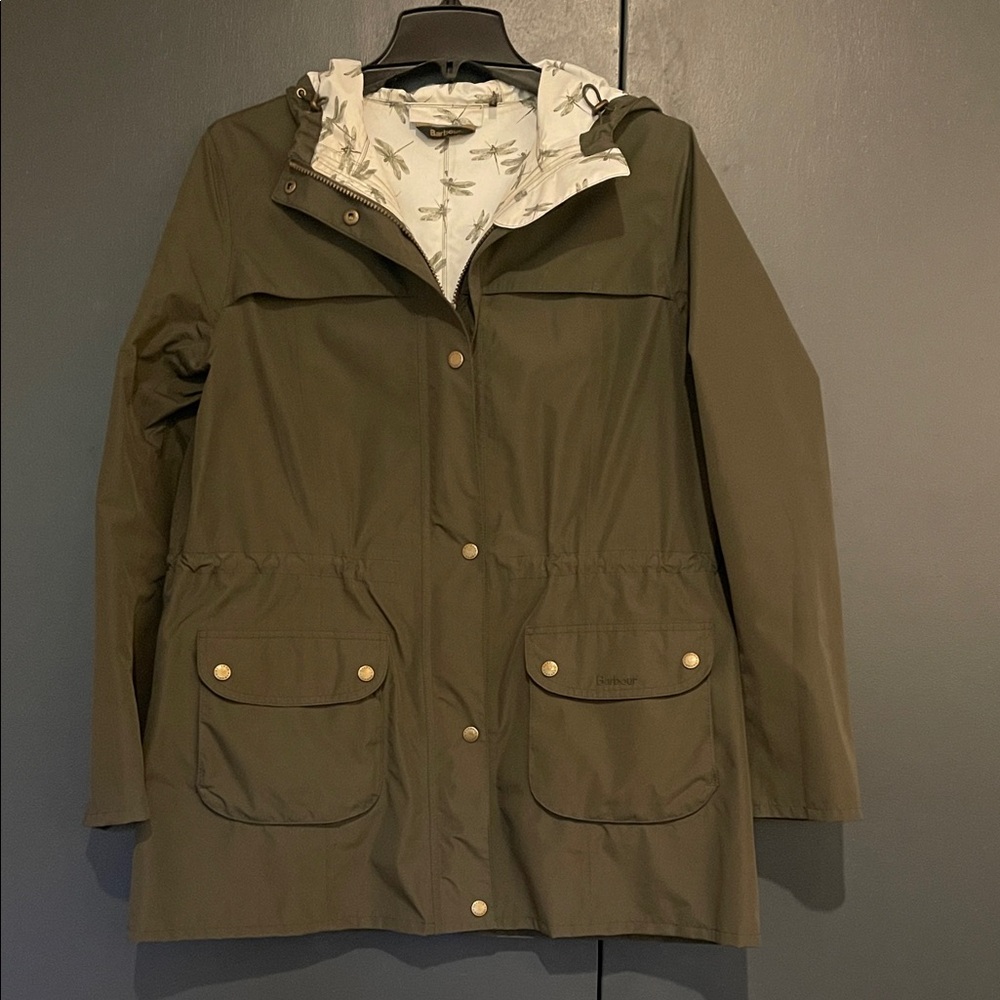Barbour Khaki Rain Jacket with Hood